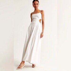 White Cut Out Spaghetti Strap Maxi Dress